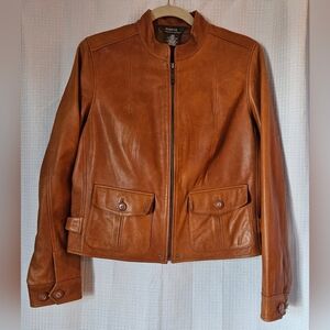 George 100% Leather Jacket Size Large  Zip up Jacket